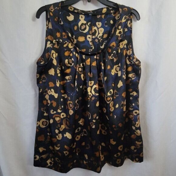 Apt. 9 Dressy Tank Top Sleeveless Metallic XL print fancy Summer Scoop Neck EUC - Picture 3 of 10